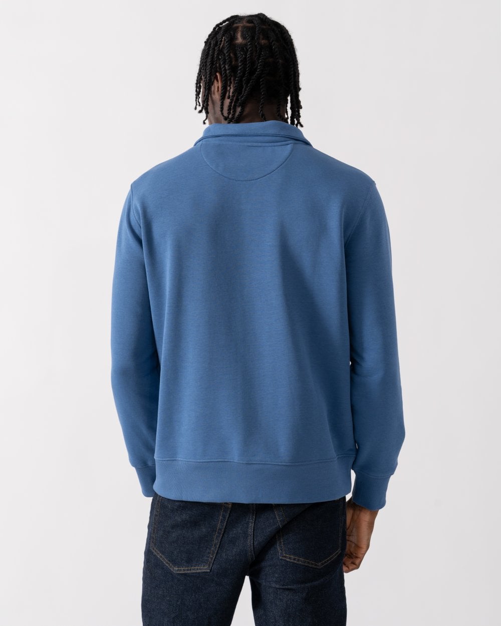 GANT Mens Regular Fit Shield Logo Half Zip Sweatshirt - 442 Vintage Blue