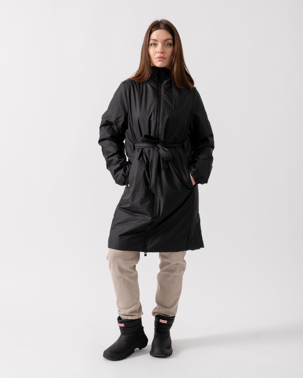 Rains Lohja Long Insulated Curve Jacket - 01 Black