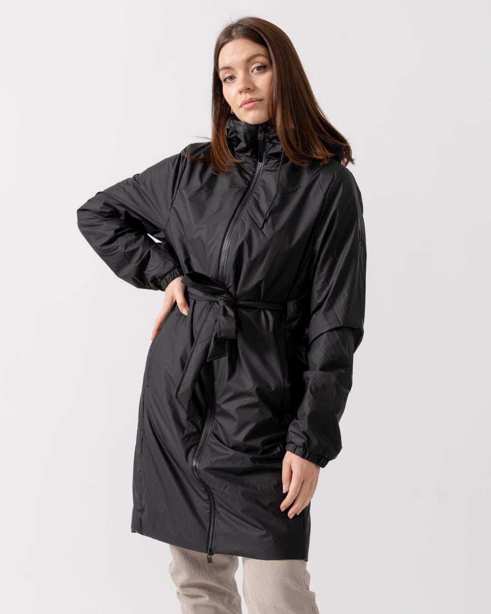 Rains Lohja Long Insulated Curve Jacket - 01 Black