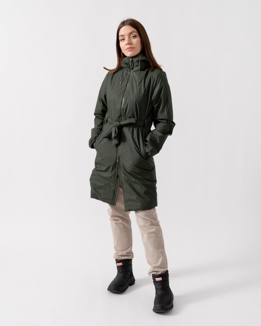 Rains Lohja Long Insulated Curve Jacket - 03 Green