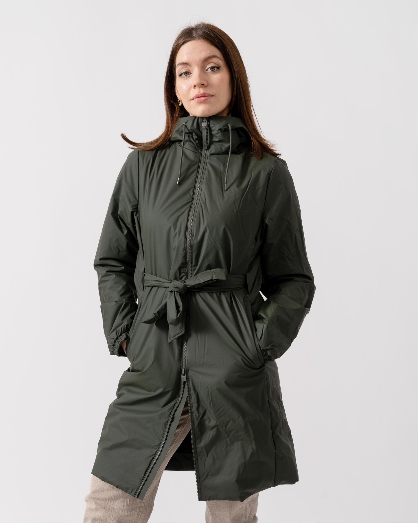 Rains Lohja Long Insulated Curve Jacket - 03 Green