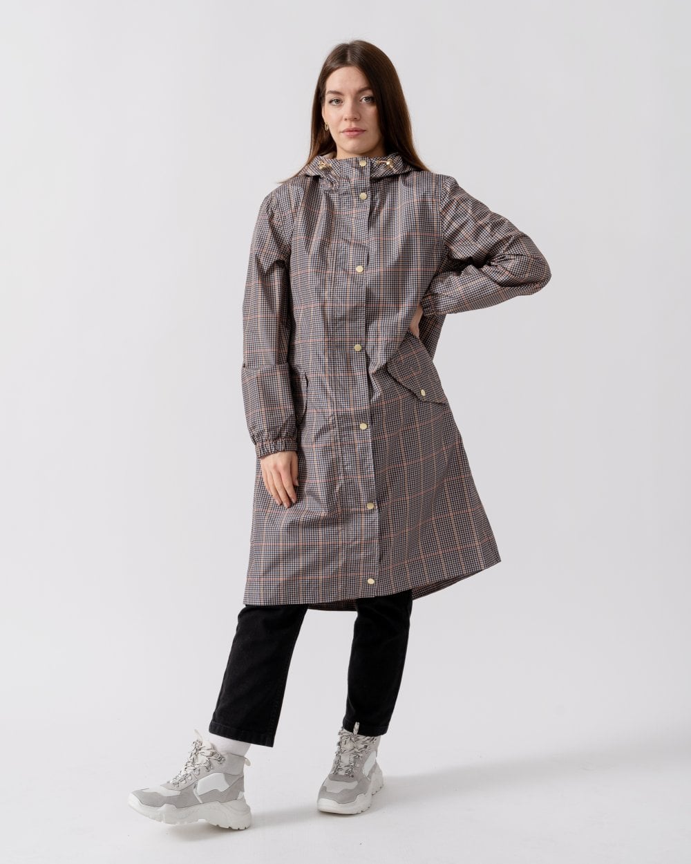 Joules Holkham Womens Packable Printed Raincoat - Henson Check