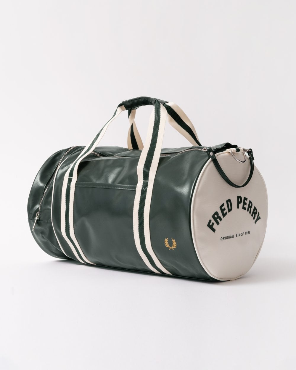 Fred Perry Recycled Polyester Classic Barrel Bag - Night Green/Ecru T11