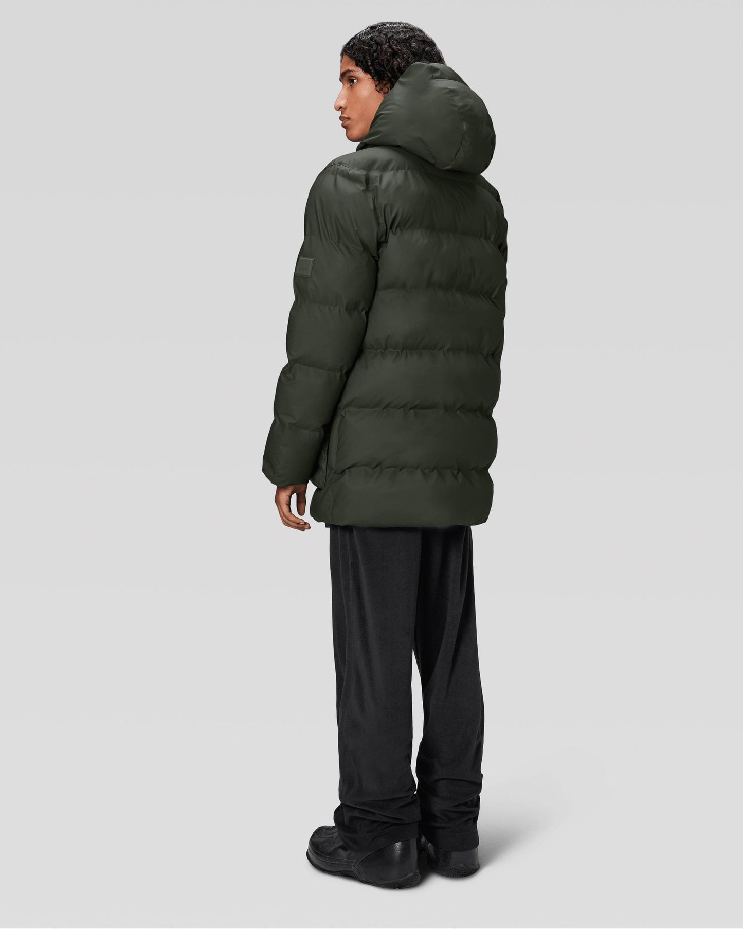 Rains Alta Long Puffer Cargo Jacket - 03 Green