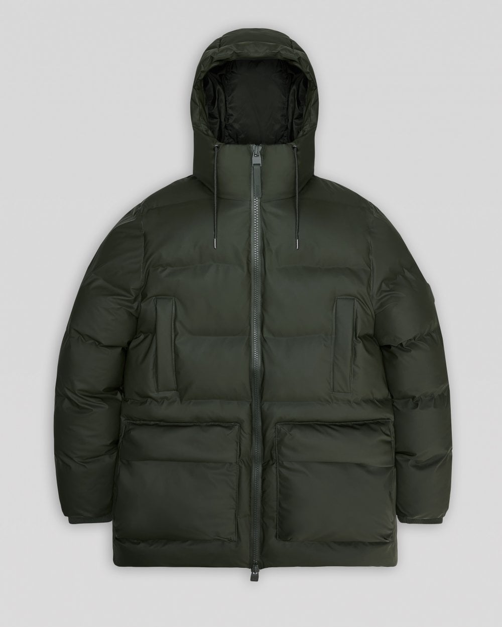 Rains Alta Long Puffer Cargo Jacket - 03 Green