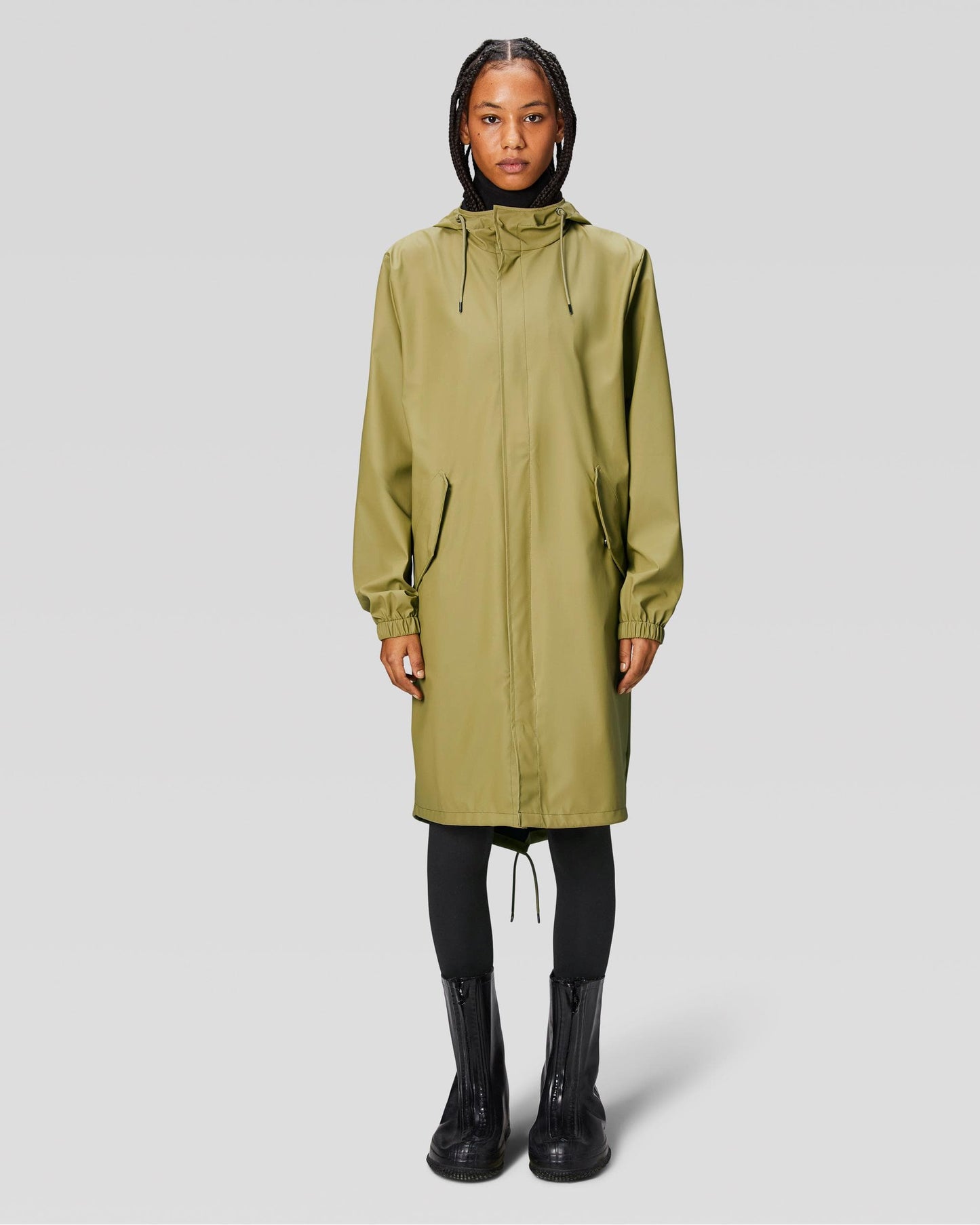 Rains Unisex Fishtail Parka - 44 Khaki