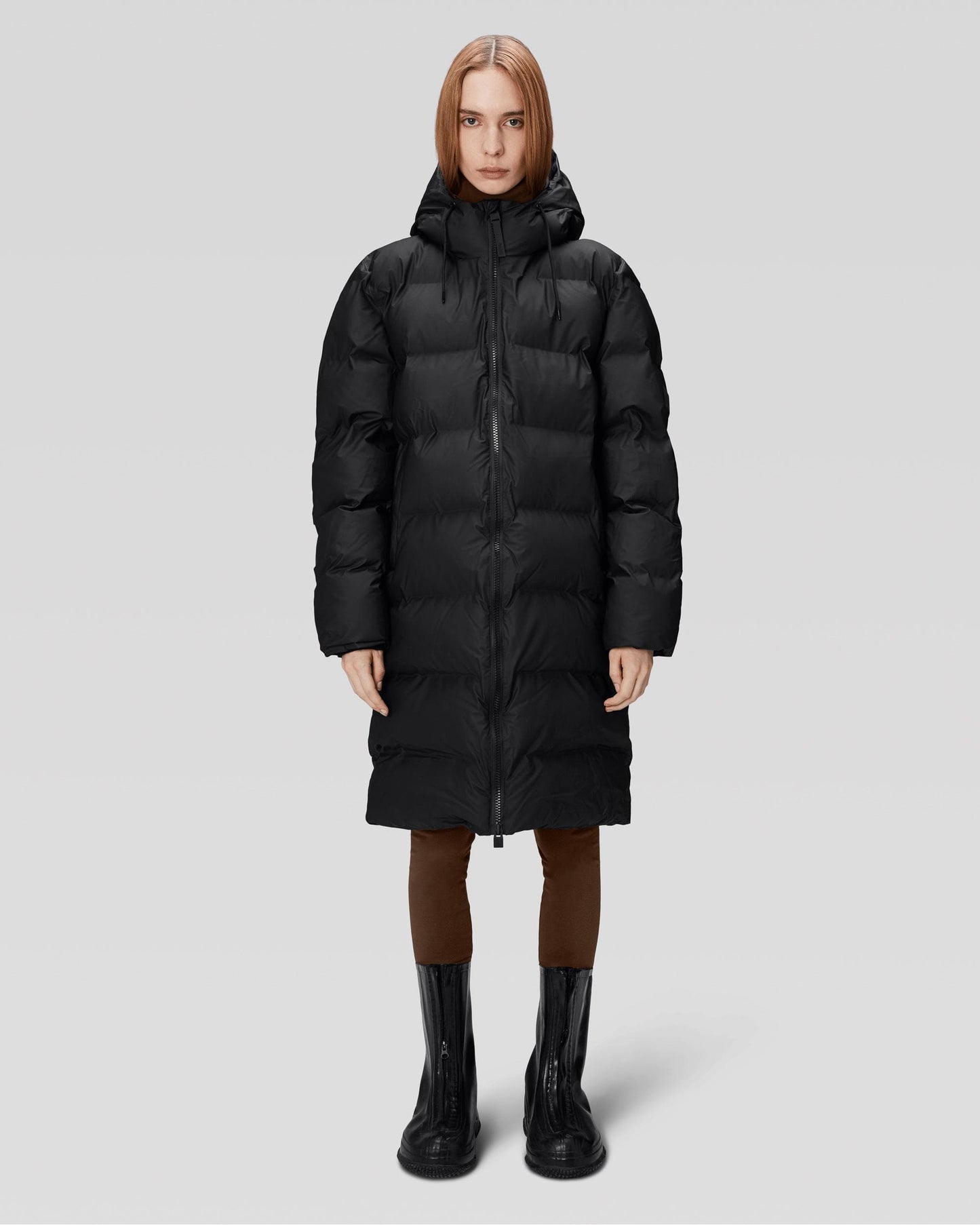 Rains Alta Long Unisex Puffer Jacket - 01 Black