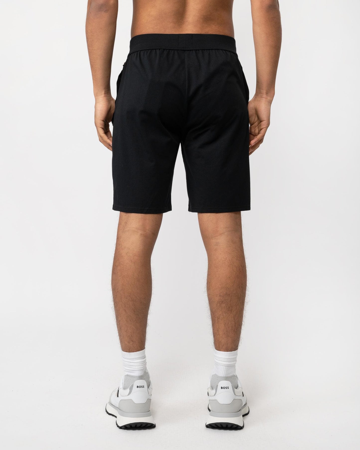 BOSS Orange Unique Mens Stretch-Cotton Pyjama Shorts with Logo Print - Black 001