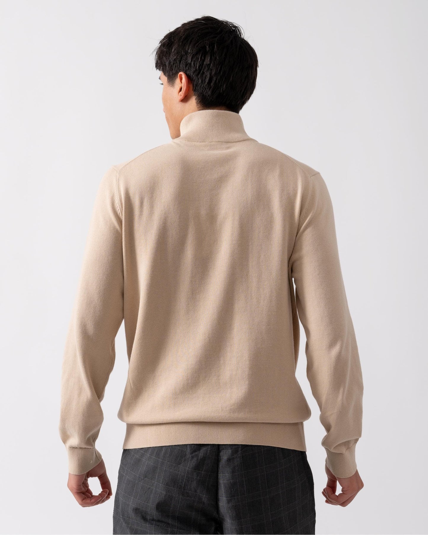 PS Paul Smith Mens Zip Neck Zebra Badge Sweater - 61 Medium Beige