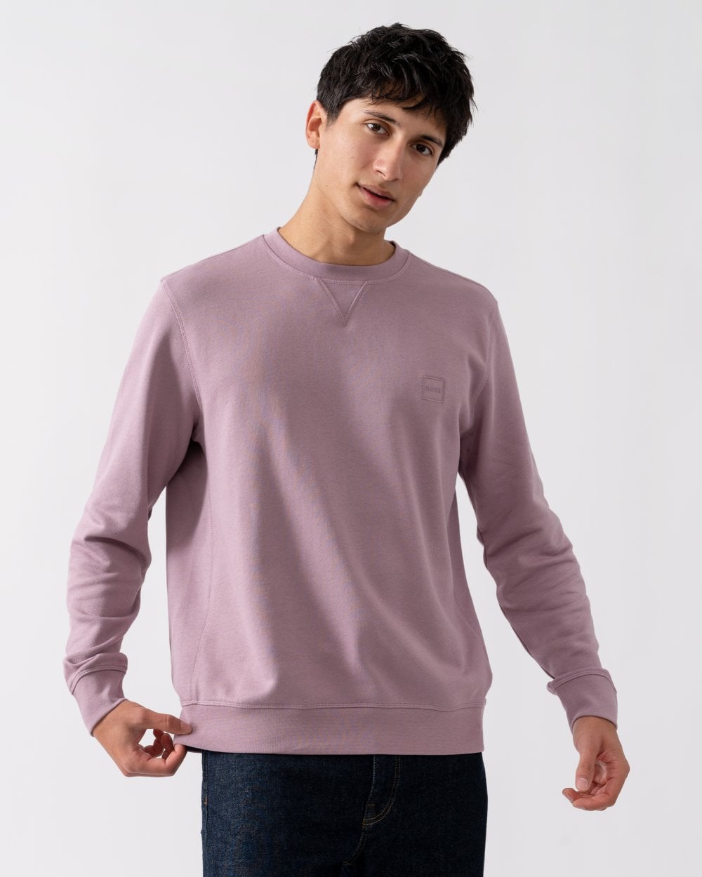 BOSS Orange Westart Mens Crew Neck Sweatshirt With Logo Patch