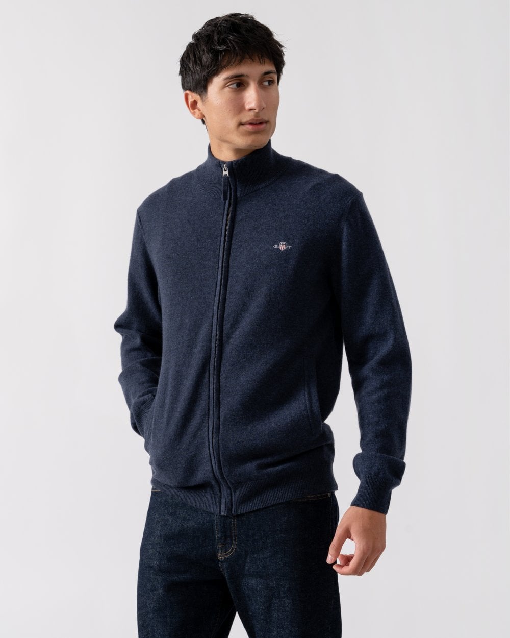 GANT Mens Superfine Lambswool Full Zip Cardigan
