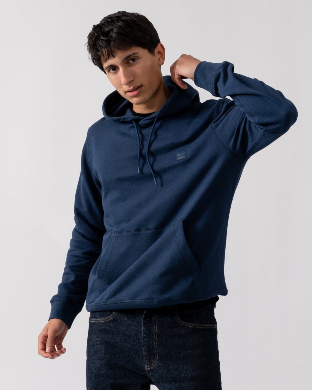 BOSS Orange Wetalk Mens Pullover Hoodie With Logo Patch - Open Blue 464