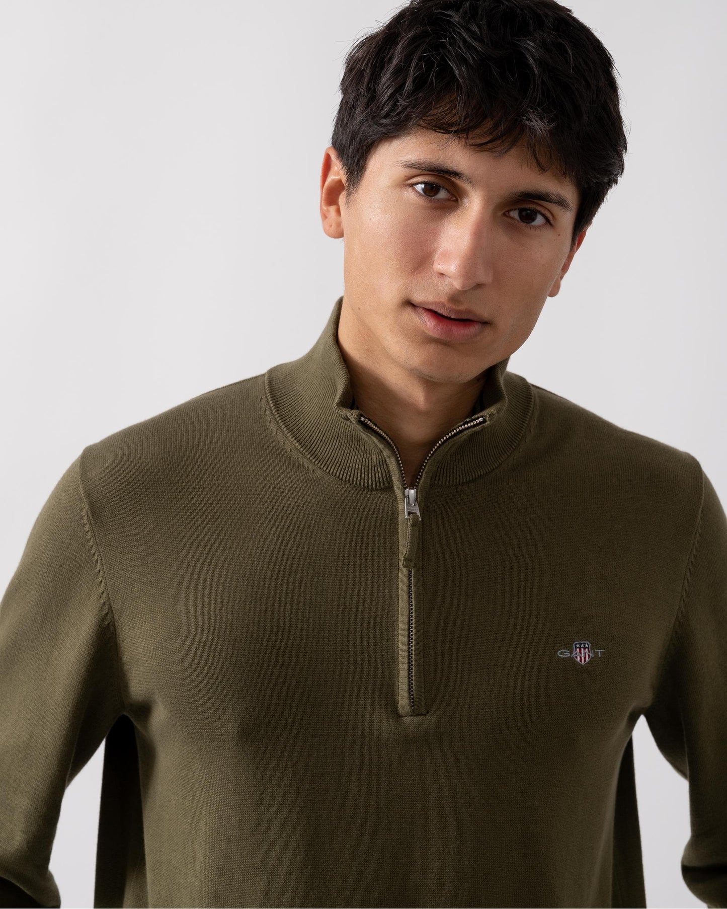 GANT Mens Classic Cotton Half Zip Jumper - 301 Racing Green