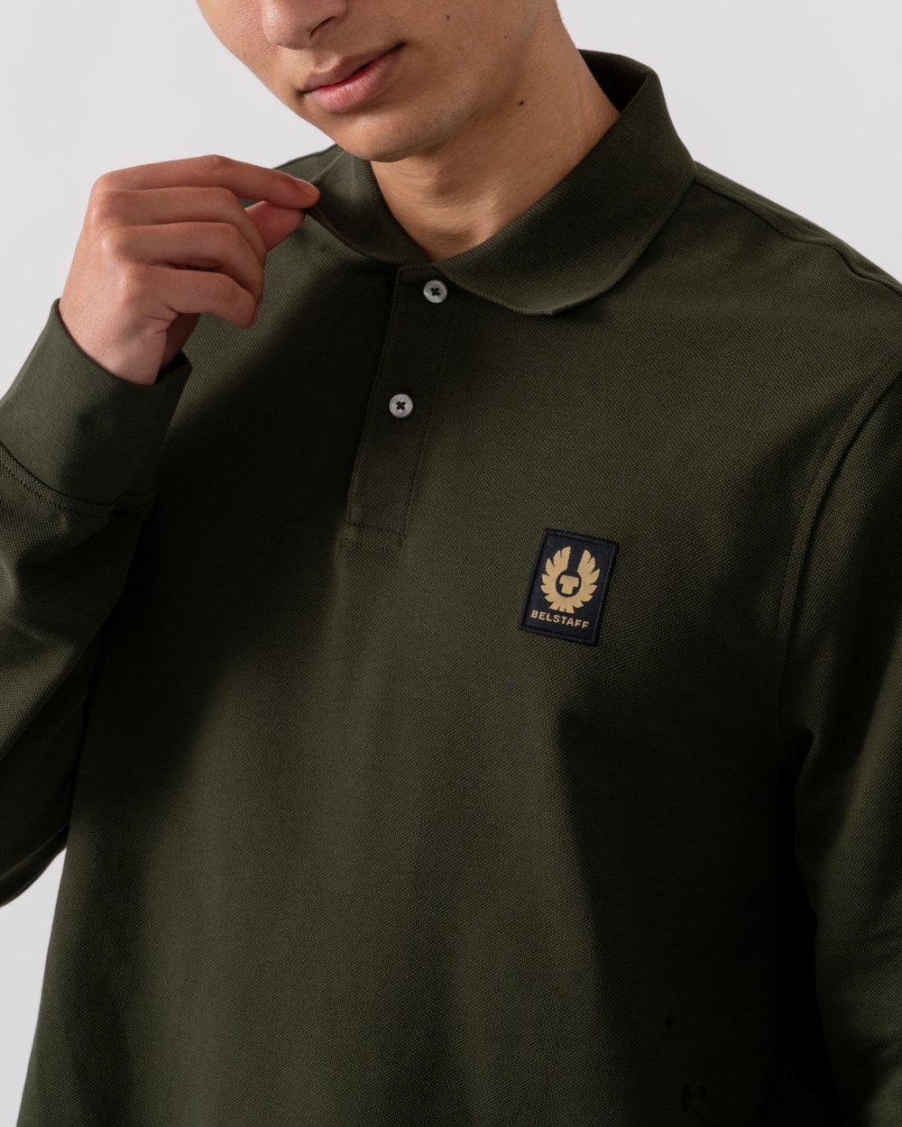 Belstaff Long Sleeved Mens Essentials Polo - Tile Green