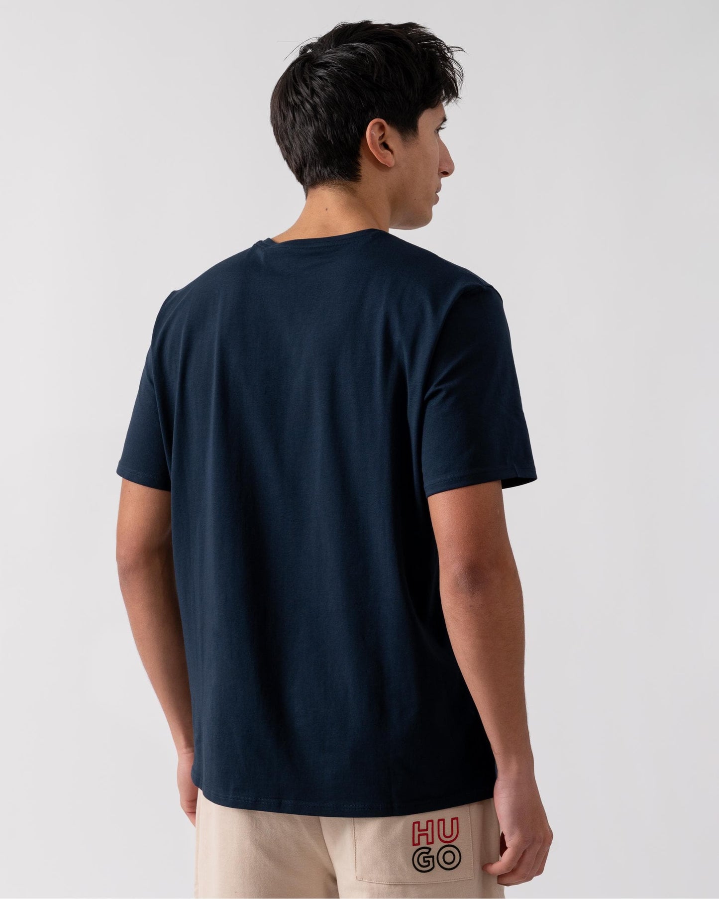 BOSS Orange Unique Mens Stretch-Cotton Pyjama T-Shirt with Logo Print - Dark Blue 403