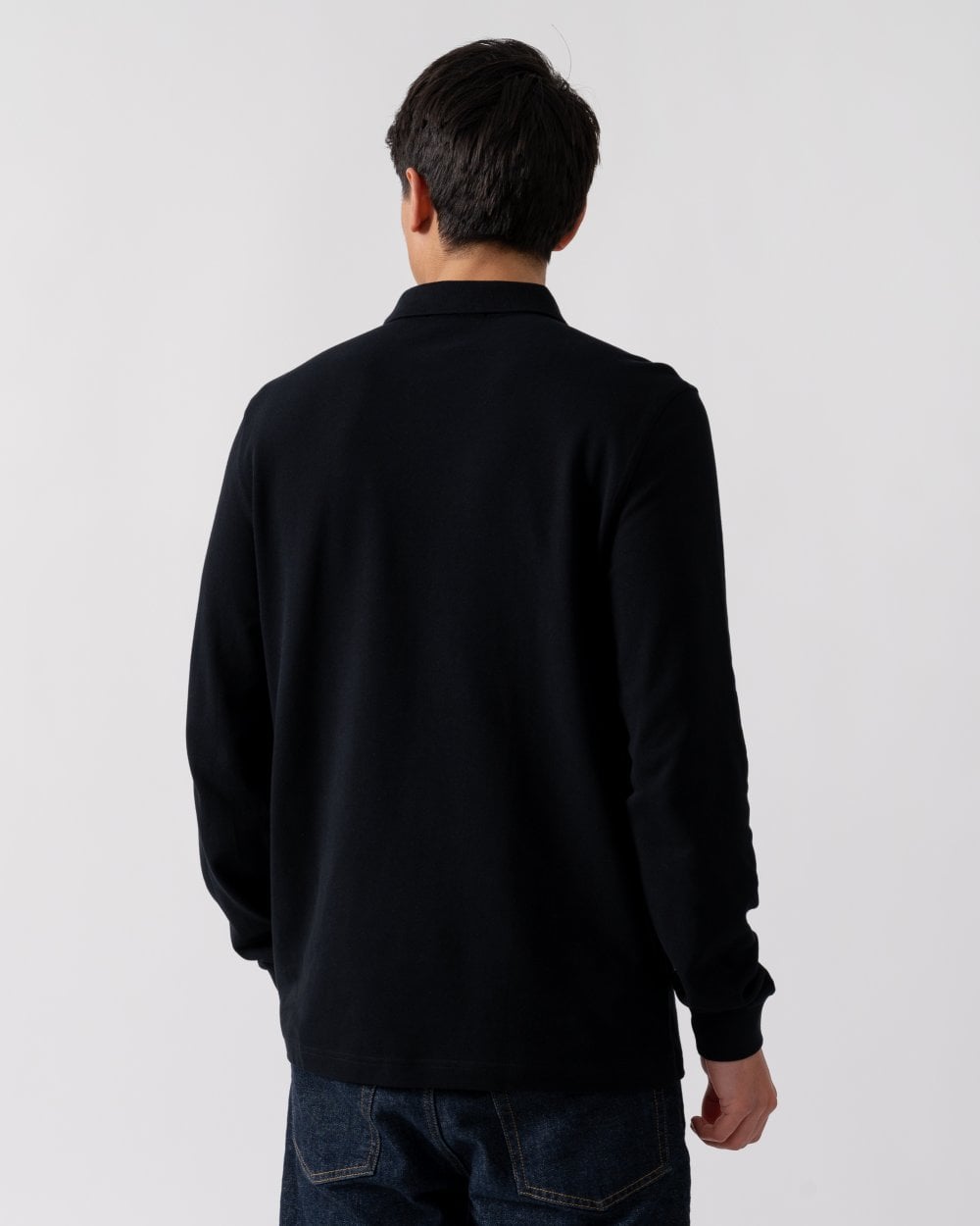 Fred Perry Mens Long Sleeve Plain Signature Polo Shirt NOS - Black/White 350