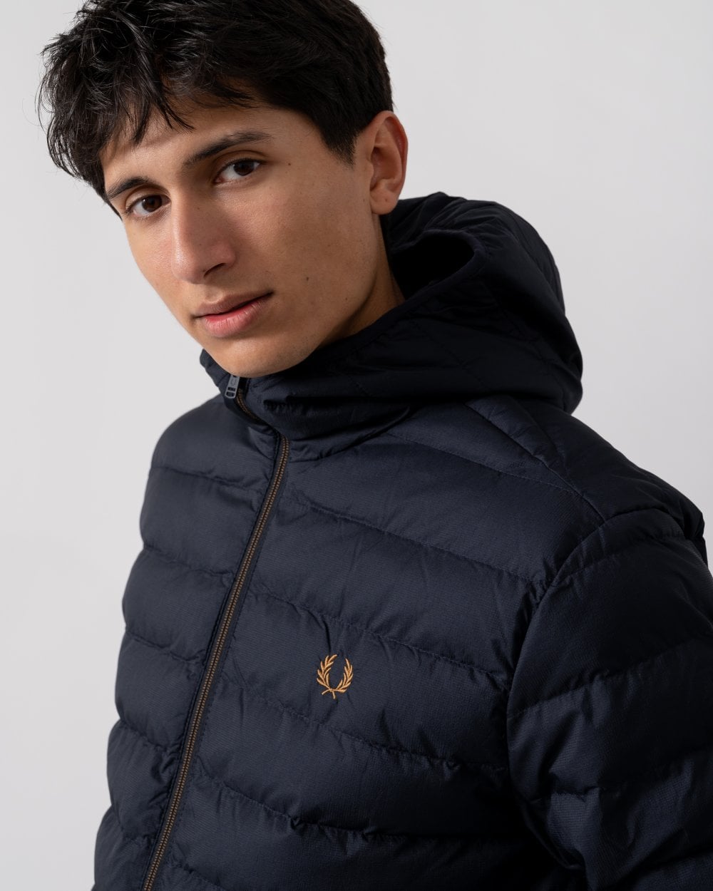 Fred Perry Mens Hooded Padded Jacket - Navy 608