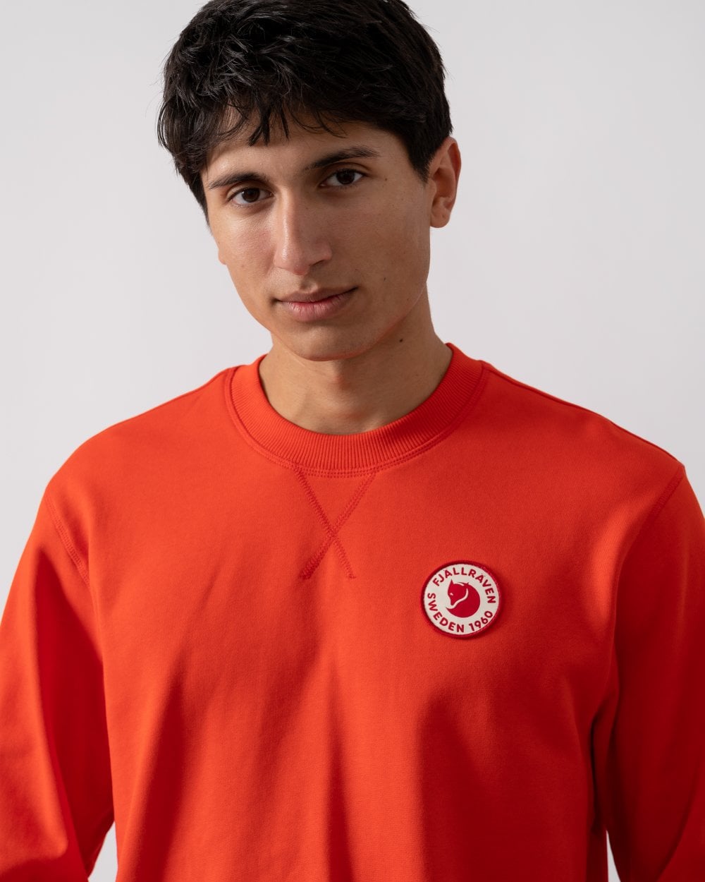 Fjallraven 1960 Logo Badge Mens Sweatshirt - Flame Orange 214