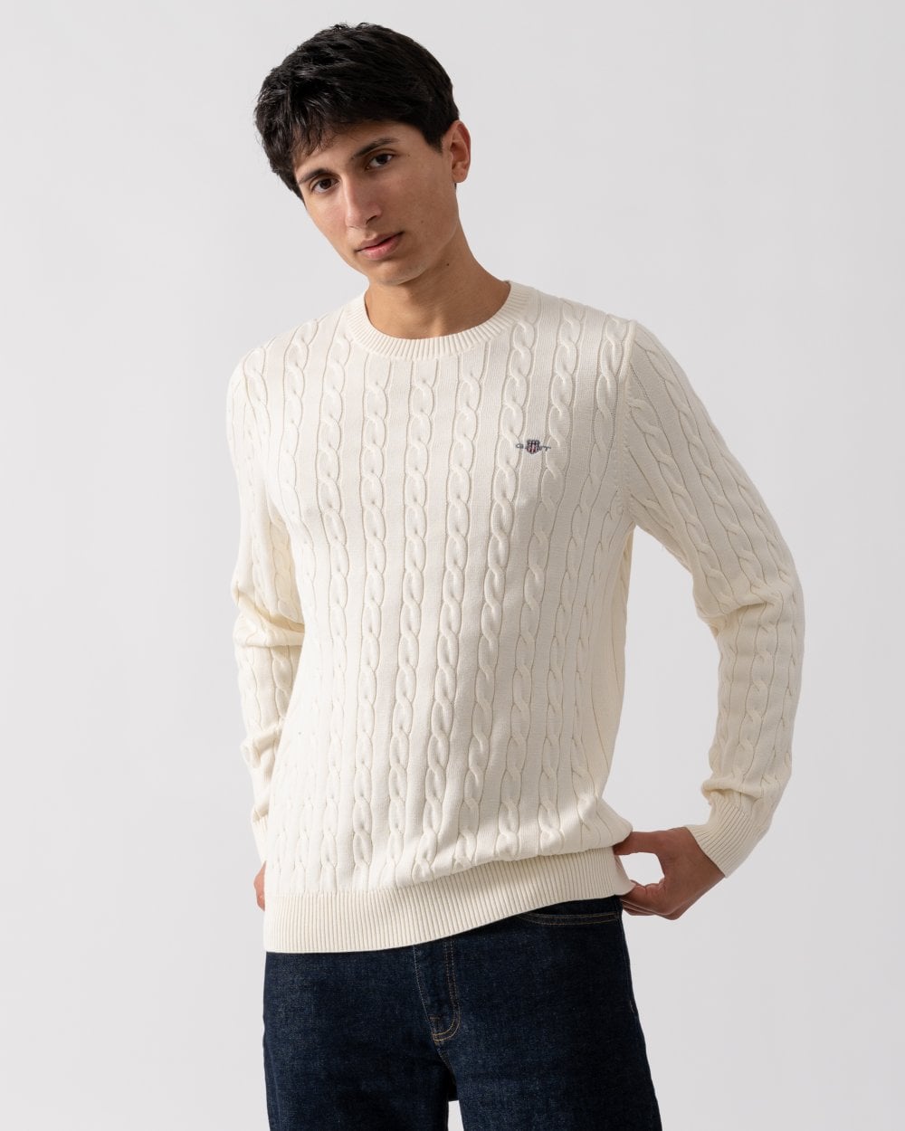 GANT Mens Cotton Cable Knit Crew Neck Jumper