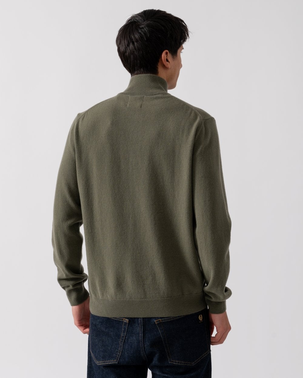 GANT Mens Superfine Lambswool Half Zip Cardigan - 301 Juniper Green