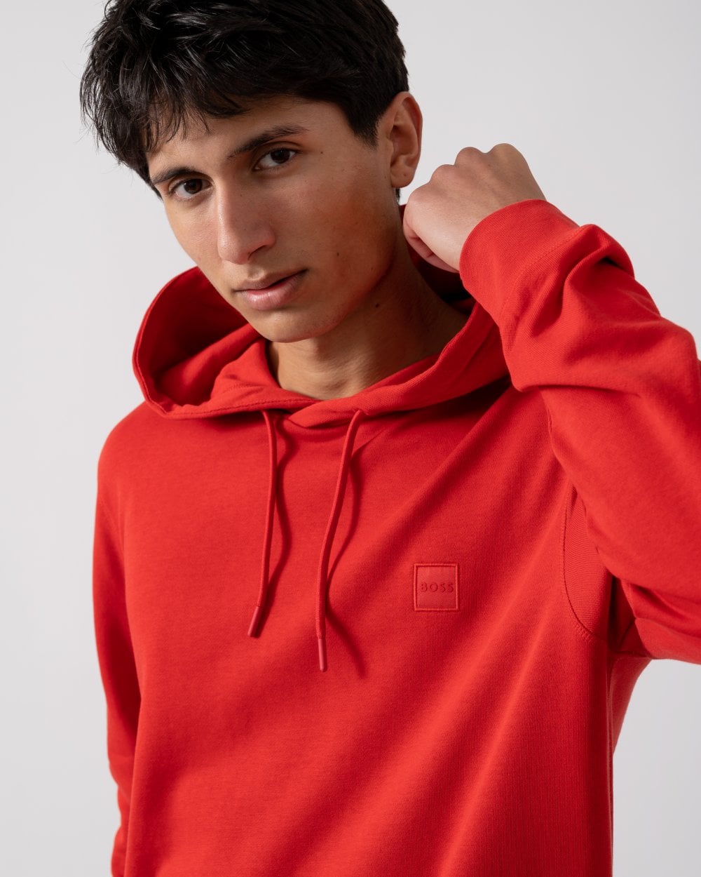 BOSS Orange Wetalk Mens Pullover Hoodie With Logo Patch - Medium Red 611