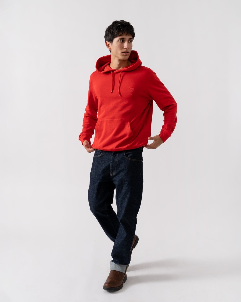 BOSS Orange Wetalk Mens Pullover Hoodie With Logo Patch - Medium Red 611
