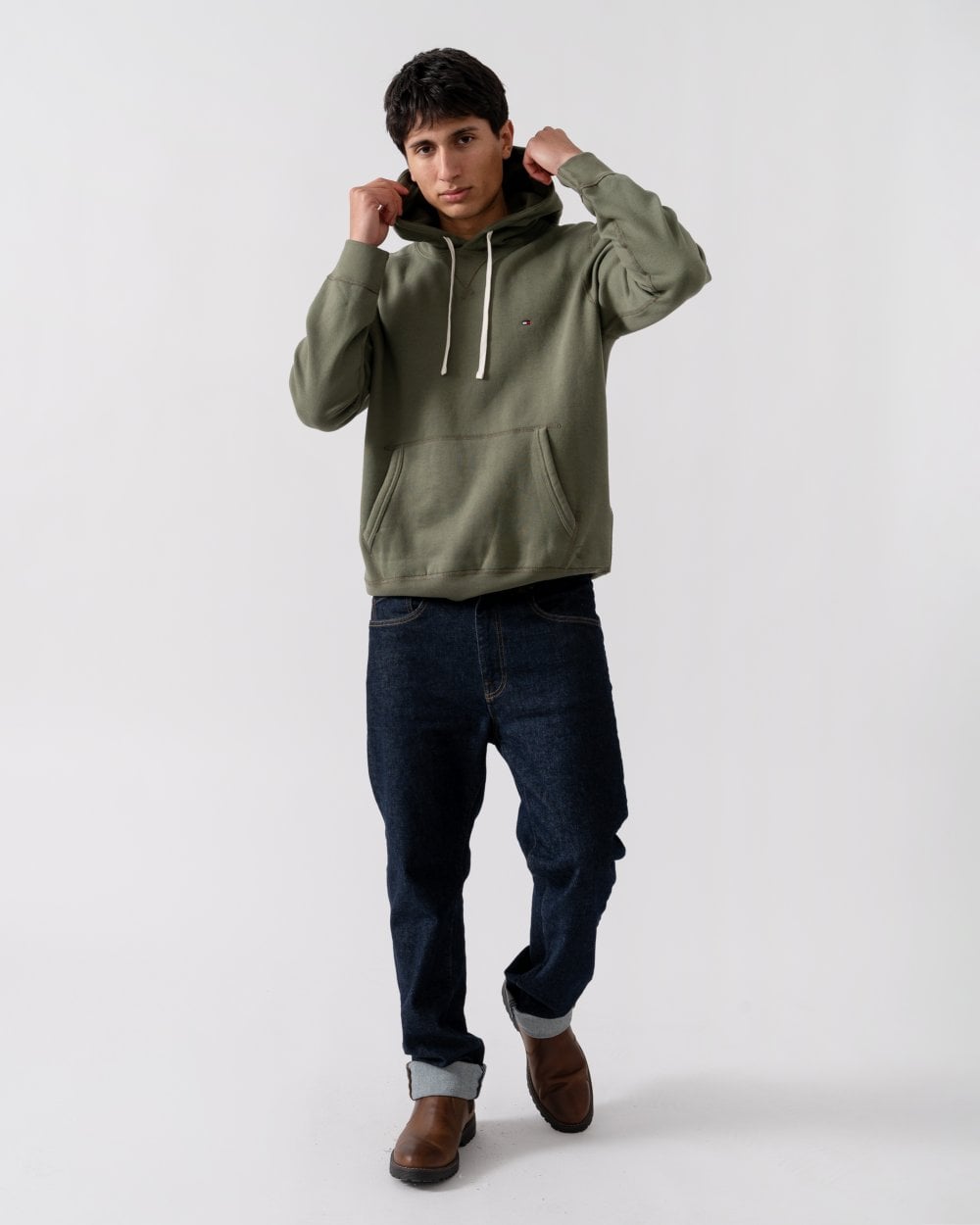 Tommy Hilfiger Essential Fleece Mens Hoodie - Battle Green