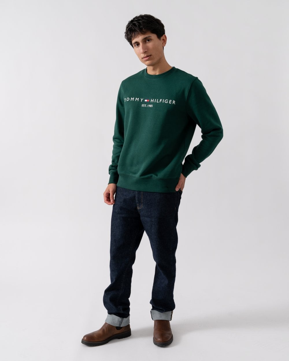 Tommy Hilfiger Tommy Logo Mens Sweatshirt - Ornamental Green