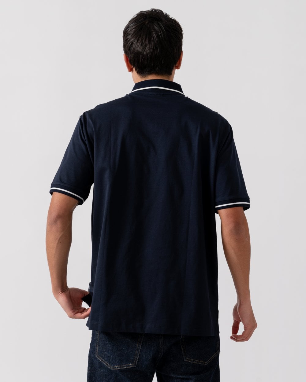 Armani Exchange Armani Exchange Mens Contrast Tipped Zip Placket Polo Shirt