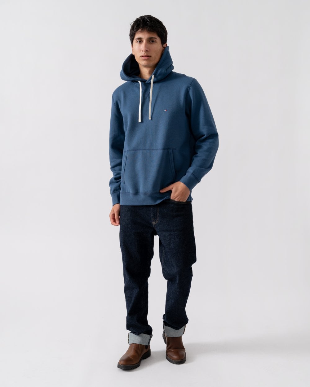 Tommy Hilfiger Essential Fleece Mens Hoodie - Aegean Sea