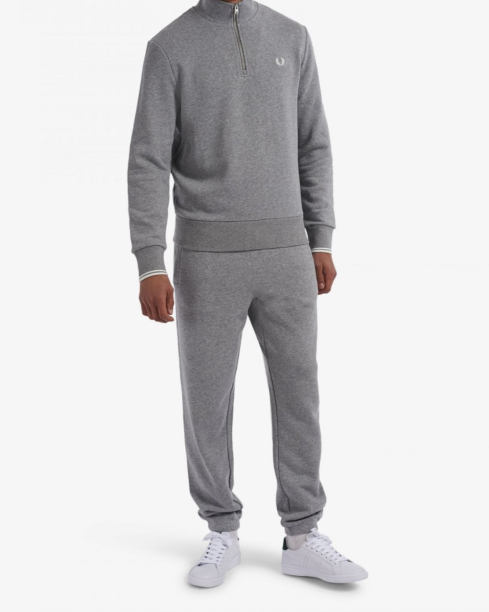 Fred Perry Mens Half Zip Sweatshirt - Steel Marl 420
