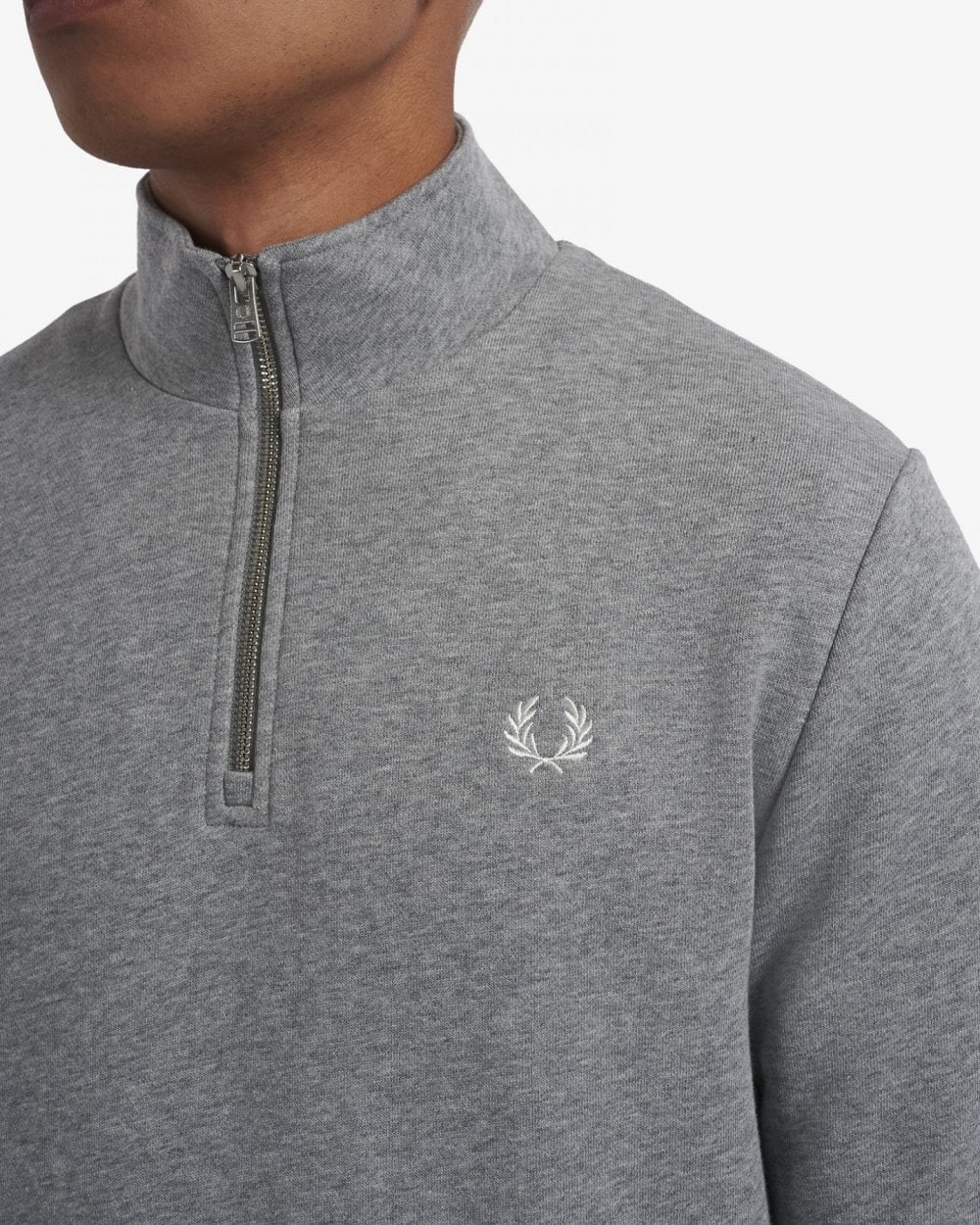 Fred Perry Mens Half Zip Sweatshirt - Steel Marl 420