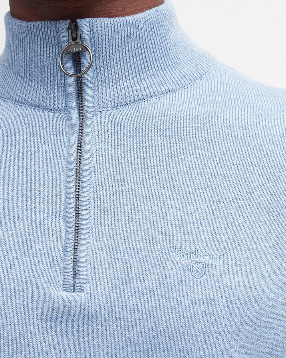 Barbour Cotton Mens Half Zip Jumper - Dark Chambray