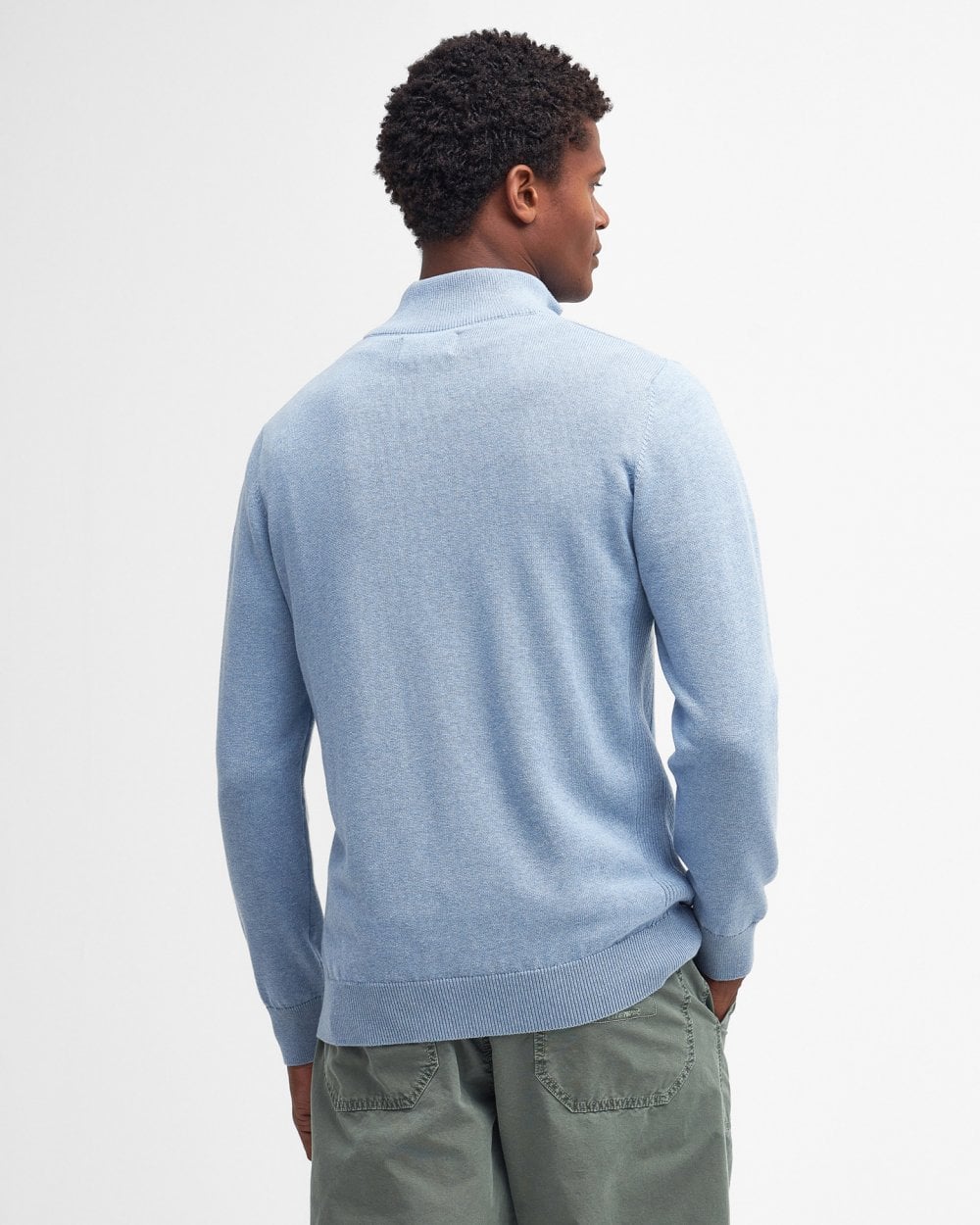 Barbour Cotton Mens Half Zip Jumper - Dark Chambray