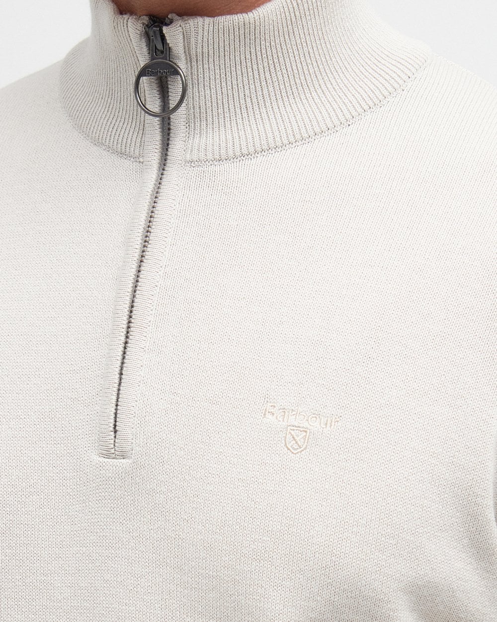 Barbour Cotton Mens Half Zip Jumper - Mist