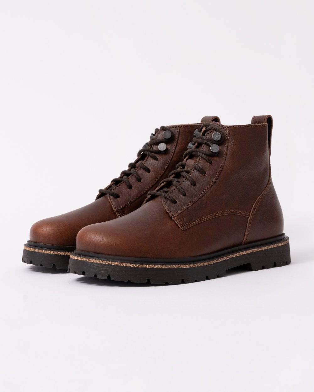 Birkenstock Highwood Lace Mid Natural Leather Womens Boots - Chocolate