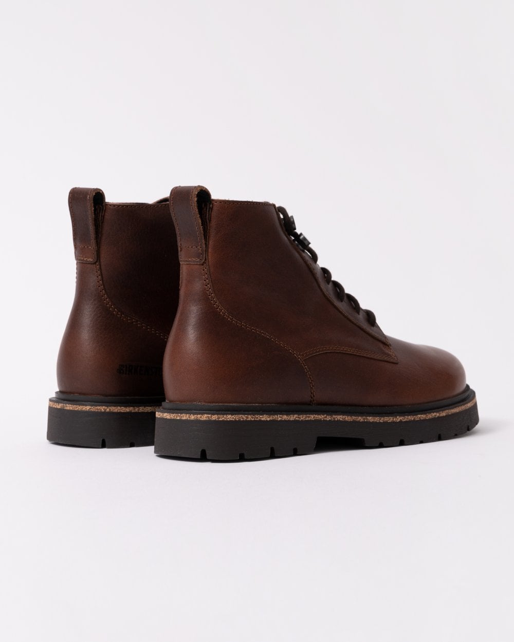 Birkenstock Highwood Lace Mid Natural Leather Womens Boots - Chocolate