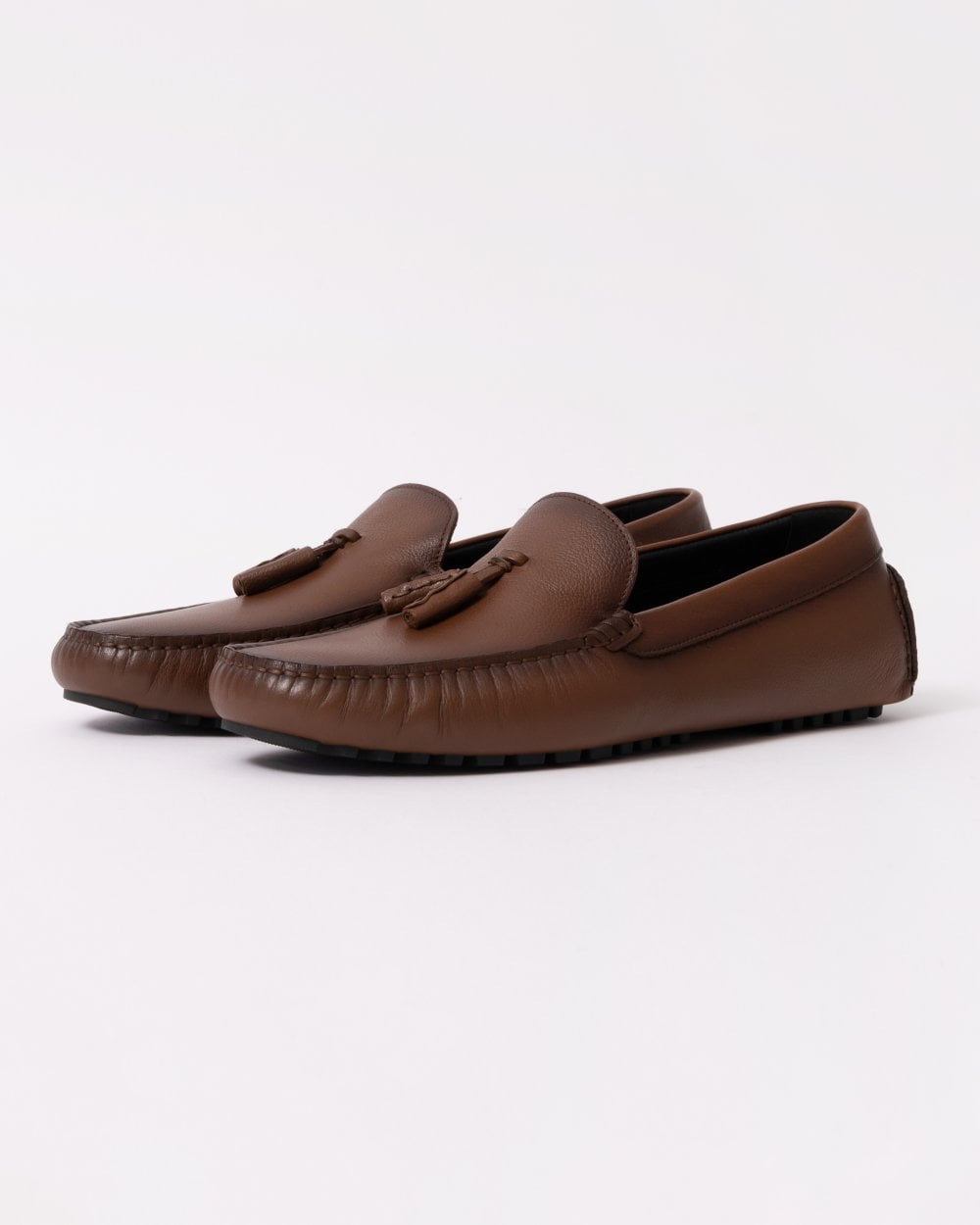 BOSS Orange Mens Calf Leather Driving Moccasins - Medium Brown 214