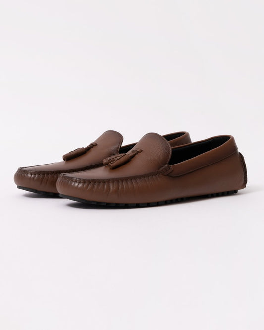BOSS Orange Mens Calf Leather Driving Moccasins - Medium Brown 214