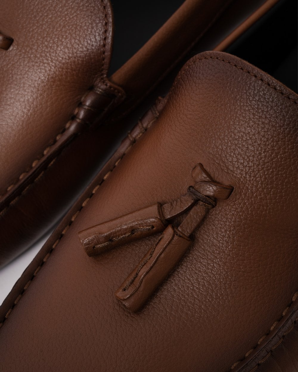 BOSS Orange Mens Calf Leather Driving Moccasins - Medium Brown 214