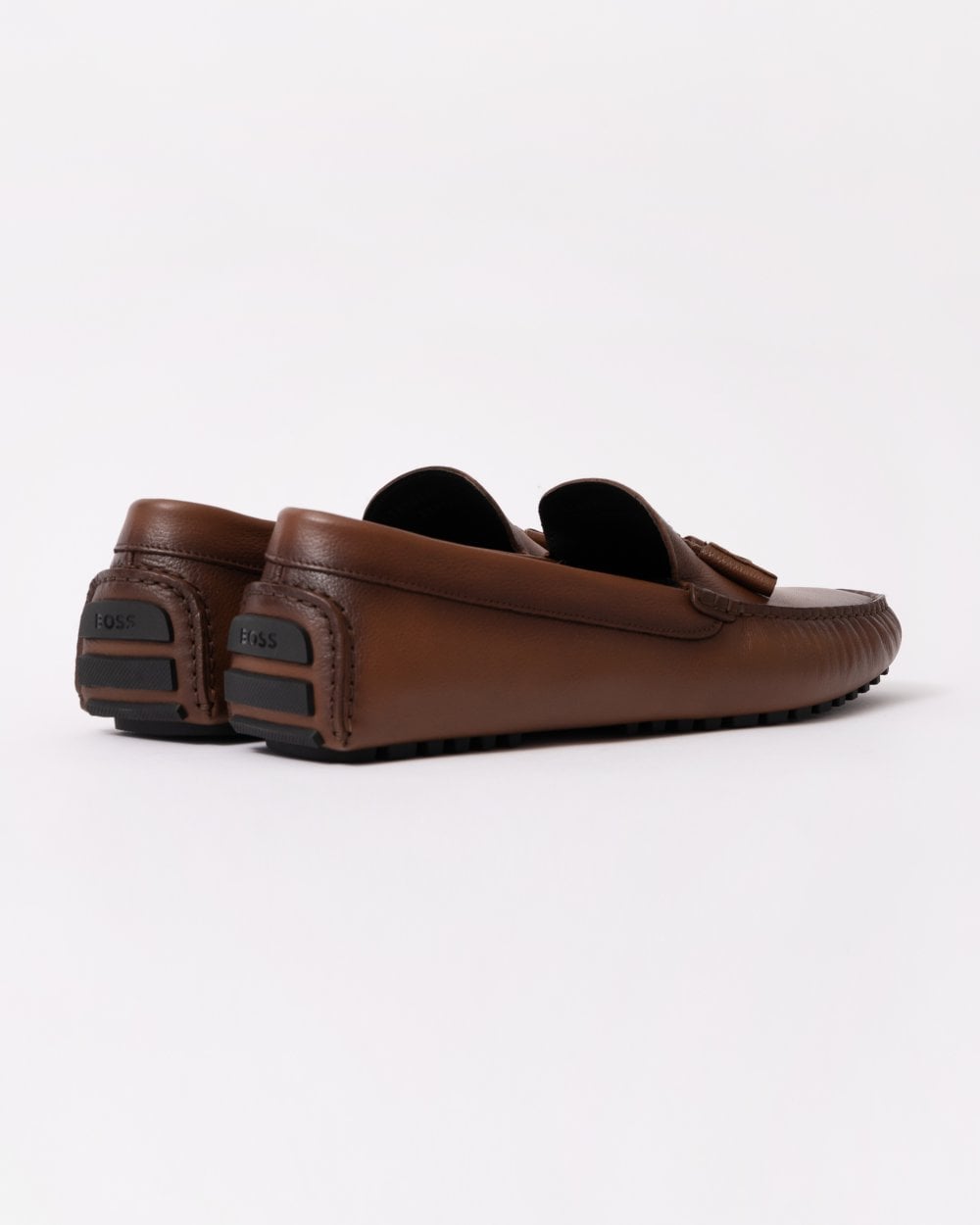 BOSS Orange Mens Calf Leather Driving Moccasins - Medium Brown 214