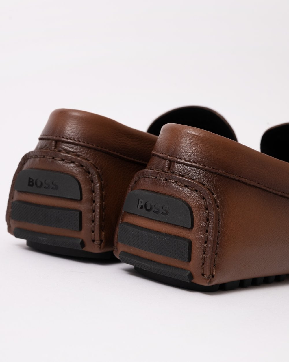 BOSS Orange Mens Calf Leather Driving Moccasins - Medium Brown 214