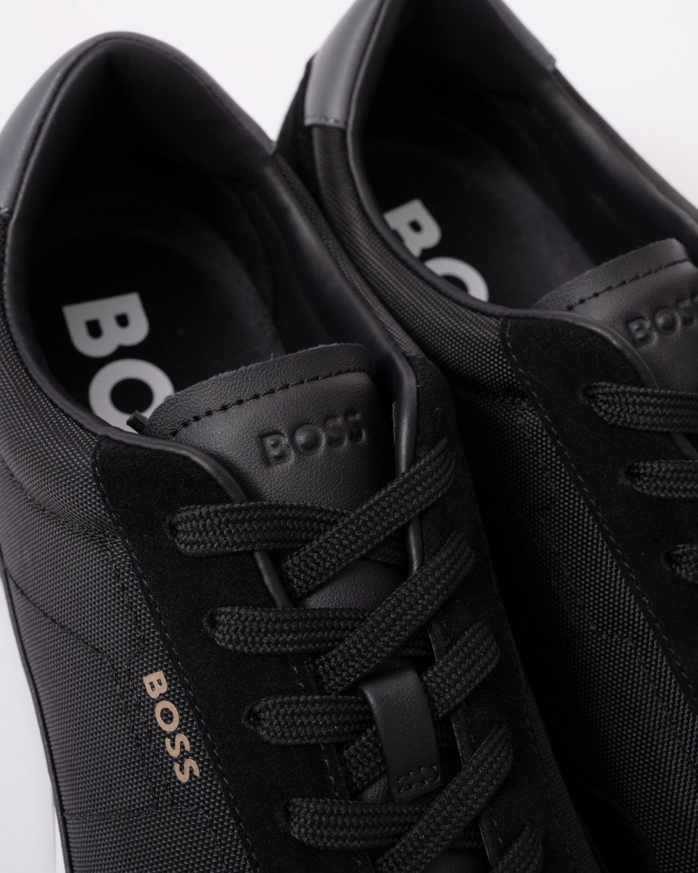 BOSS Orange Titanium Mens Mixed Material Lace-Up Trainers with Suede Trims - Black 002