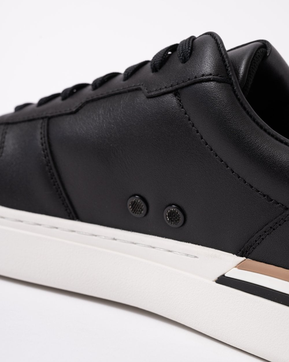BOSS Orange Clint Tenn Mens Leather Trainers with Signature-Stripe Details