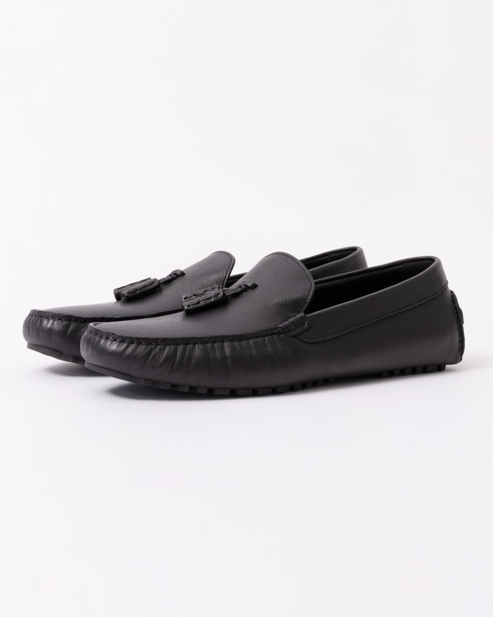BOSS Orange Mens Calf Leather Driving Moccasins - Black 001