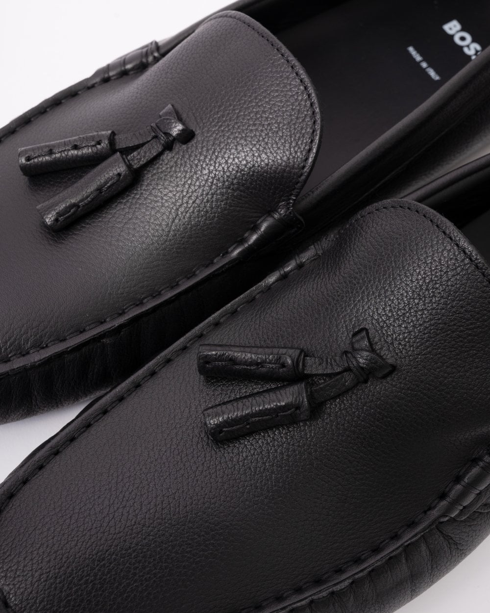 BOSS Orange Mens Calf Leather Driving Moccasins - Black 001