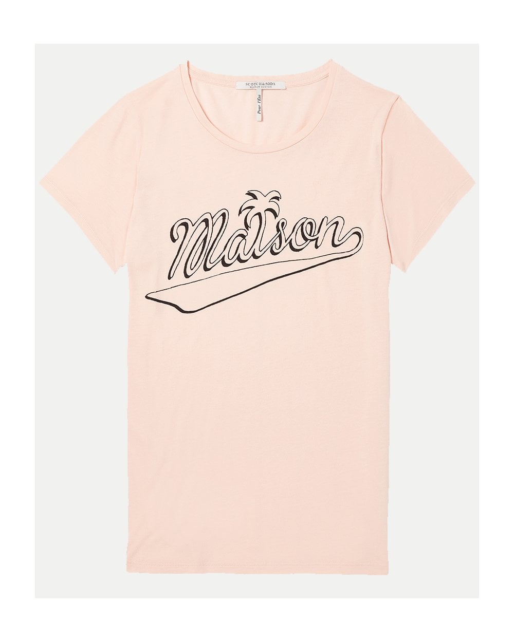 Maison Scotch Open Crew Neck Graphic Womens Tee