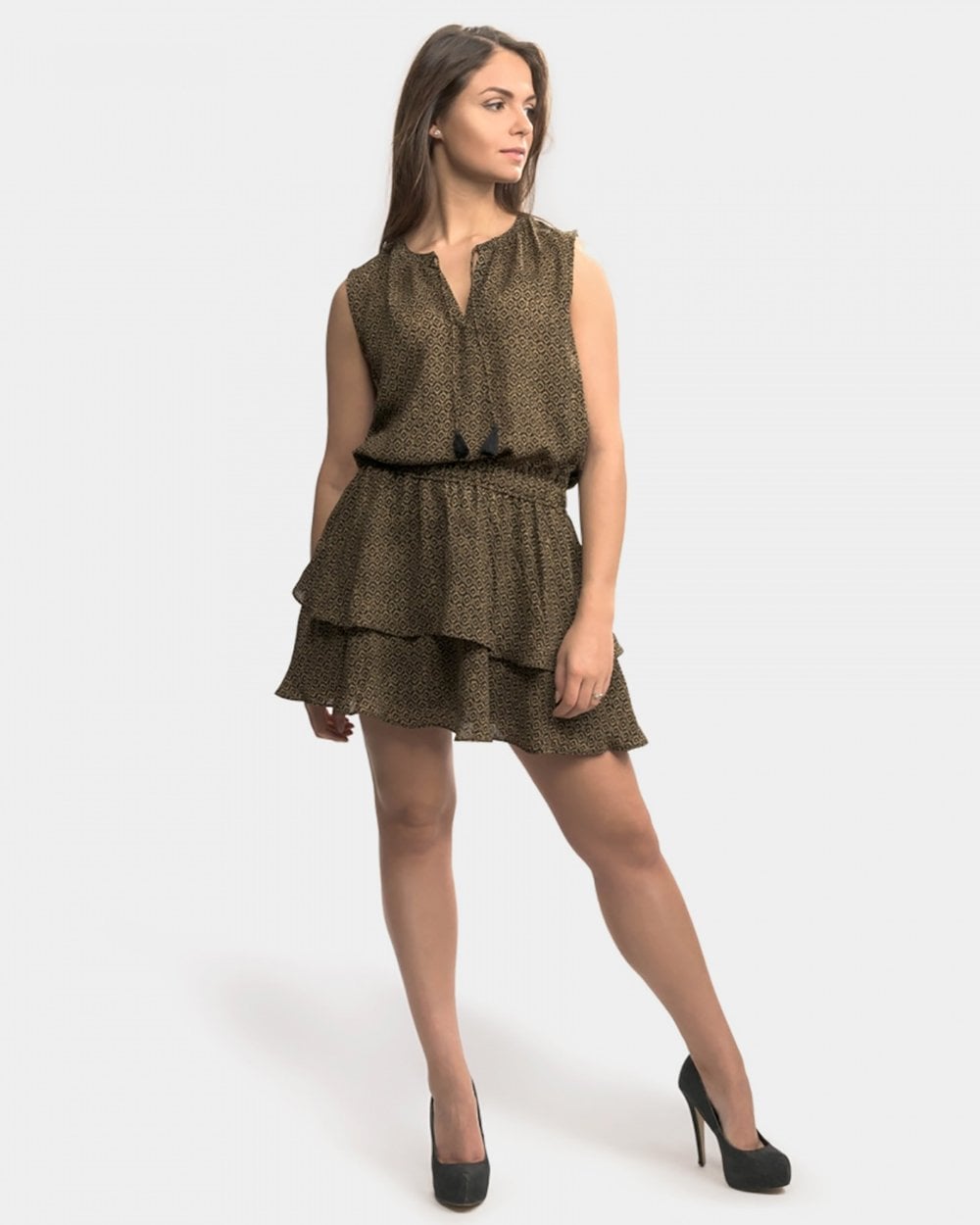 Maison Scotch Silky Feel Sleeveless Printed Womens Summer Dress
