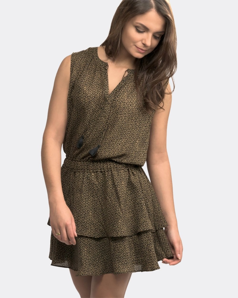 Maison Scotch Silky Feel Sleeveless Printed Womens Summer Dress