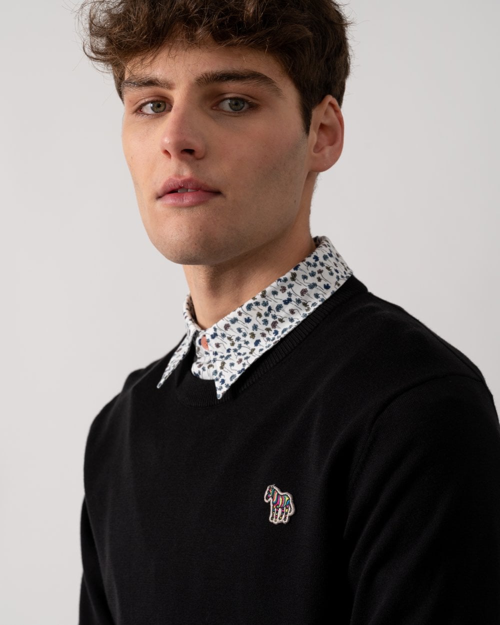 PS Paul Smith Mens Crew Neck Zebra Badge Jumper - 79 Black